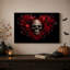 «Red Rose Heart» en forme de couronne entourant un art d'Halloween sur toile-1741668294
