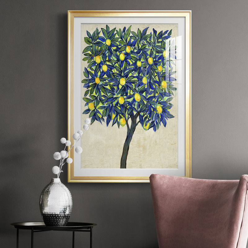 «Lemon Tree Composition II», reproduction encadrée de qualité supérieure - prête à être accrochée, Cadre doré