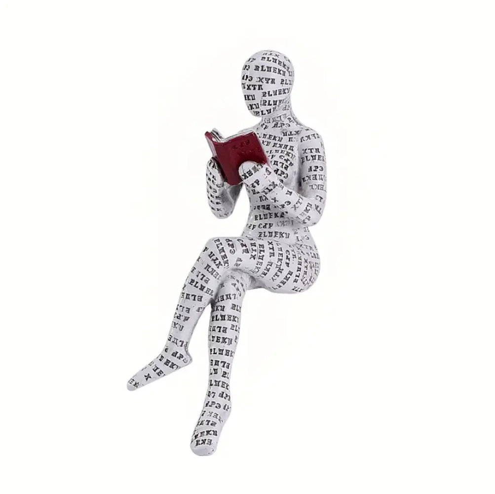 Harjinder Reading Sculpture Study Den Office Decor Teacher Gift Book Lover Figures - Left Leg Wrought Studio™