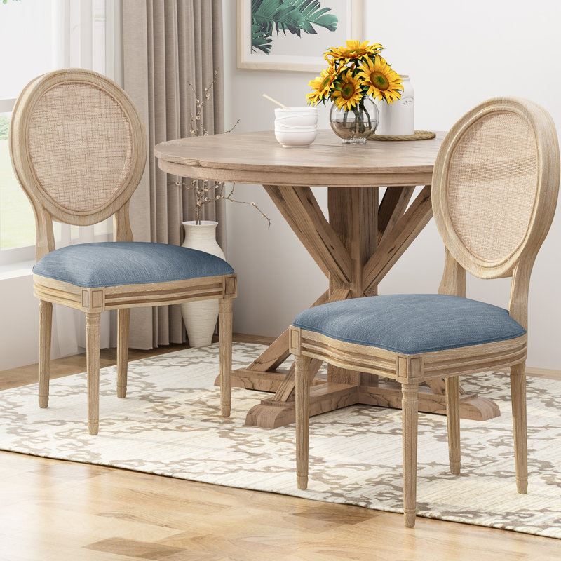 Chaise de salle à manger en bois massif Rodden, Bleu pâle