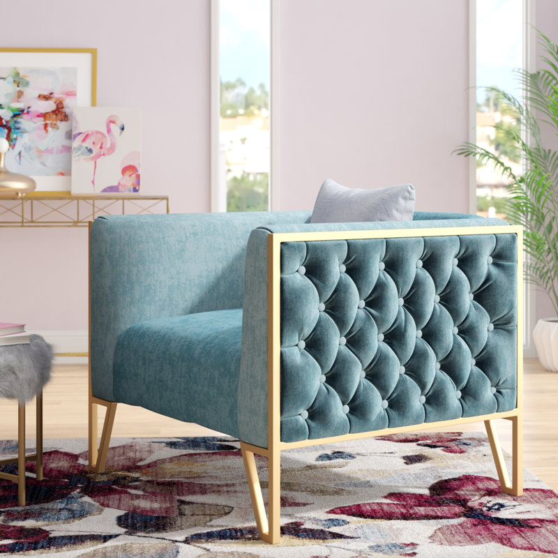 Lebel Velvet Armchair, Ocean Blue