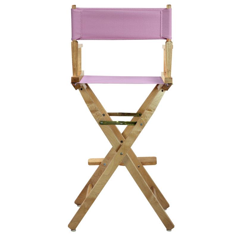 30" Folding Director Chair with Canvas, Natural, Pink