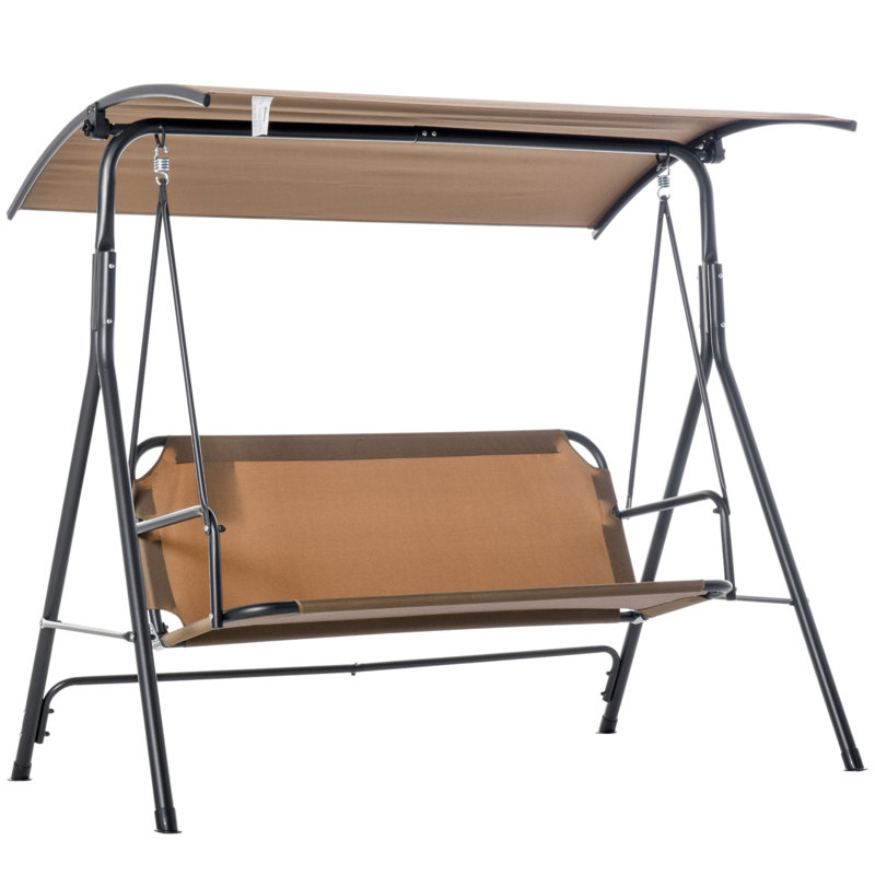 Balancelle pour 3 personnes avec support et cadre brun