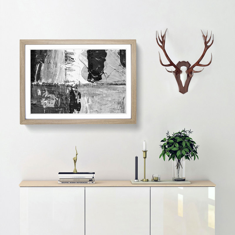 Abstract Art Painting Vol.285 by S.Johnson - Framed Print, 36cm H x 48cm W x 2cm D, Oak Framed