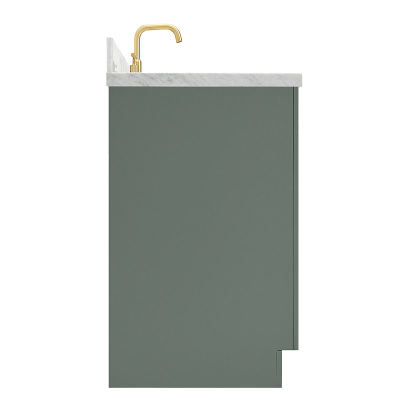ARIEL HEPBURN 37 IN RIGHT OFFSET RECTANGULAR SINK VANITY 1,5 IN, Right, Rectangular, Vintage Green/Satin Brass