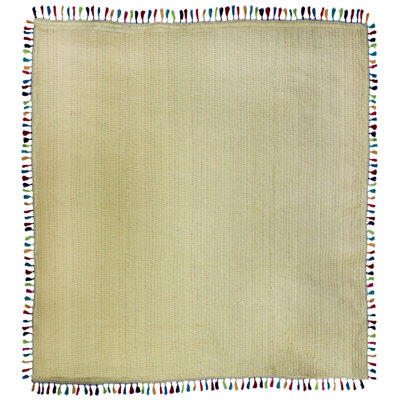 Tassled Kantha Eclectic Cotton Patchwork Quilt