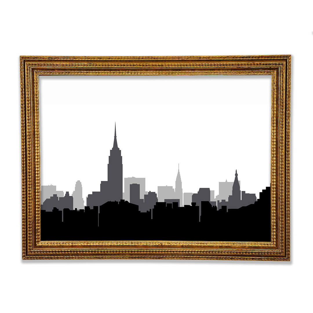 New York Silhouette B N W - Einzelne Bilderrahmen Kunstdrucke