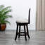 Tabouret pivotant à dossier en X de 24 comptoirs, finition espresso, siège en tissu beige-1113049167-1113049160