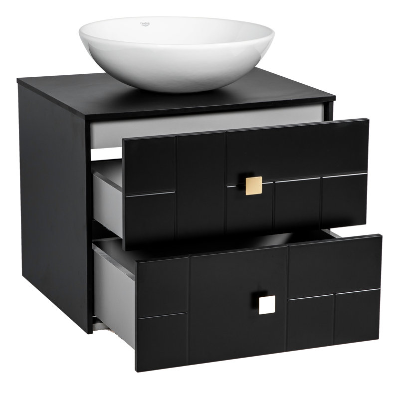 Meuble-lavabo autoportant avec lavabo Spruha-F_Modern, Noir mat