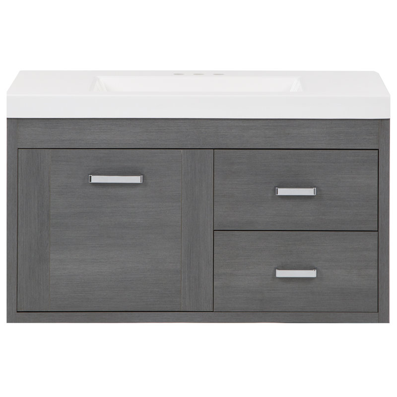 Ensemble de meuble-lavabo simple mural 37 "37", Gris foncé