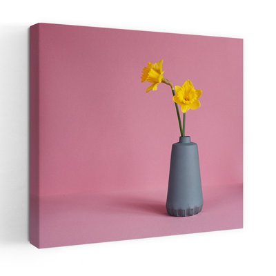 Bright Pink Daffodils Elegant Minimalist Modern Daffodil Spring Flower Wall Art