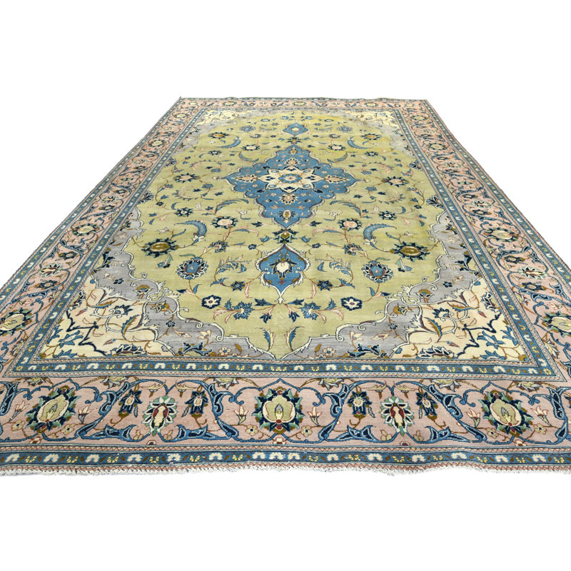 One-of-a-Kind Rectangle 8'2" x 13'2" Area Rug in Cream/Green