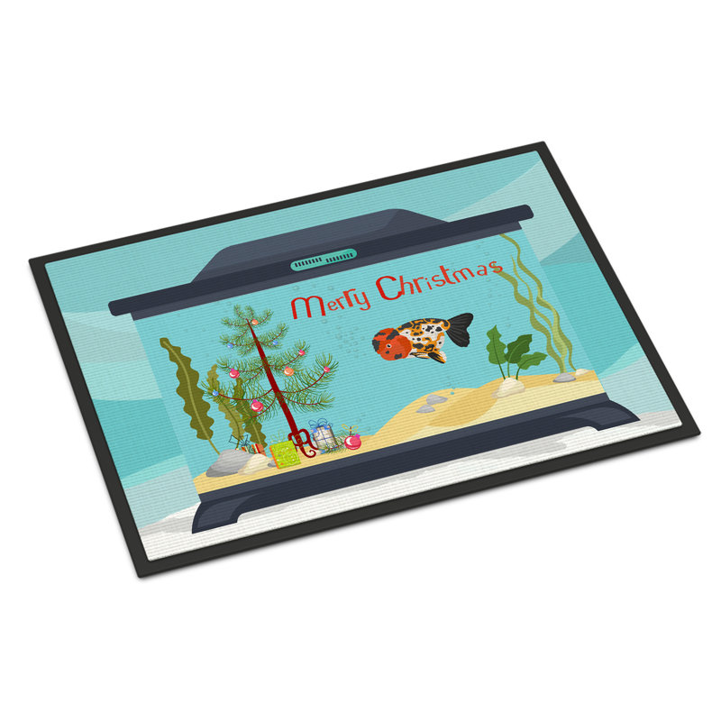 Tapis d'entrée antidérapant Insta, Poisson rouge Ranchu, 18" W x 27" L