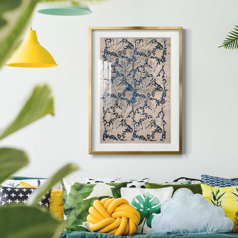 Vintage Abstract Print CXIV - Modern Abstract Art, Matted and Framed Under Acrylic Glass, Modern Living Room Wall Art, Gold