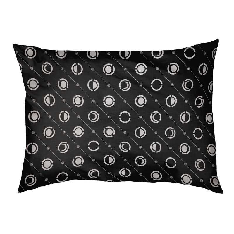 Coussin intérieur pour chien moon phases Chenault, Grand (l 50 po x P 7 po x H 40 po), Noir / Blanc