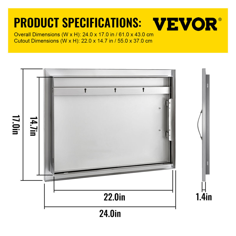 24x17 Inch Stainless Steel Outdoor BBQ Access Door