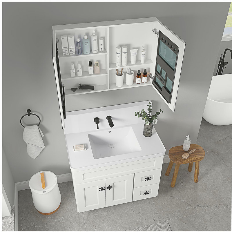 Armoire à pharmacie de salle de bain avec miroir à bords biseautés 36 po x H 26 po