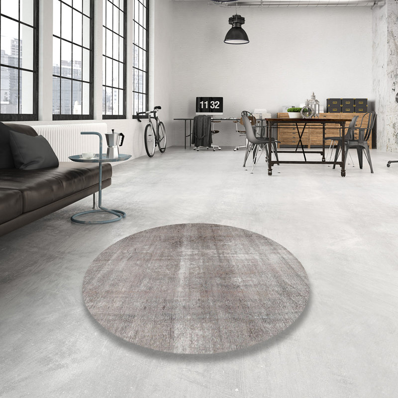 Tapis oriental en laine gris, Rond 8 pi