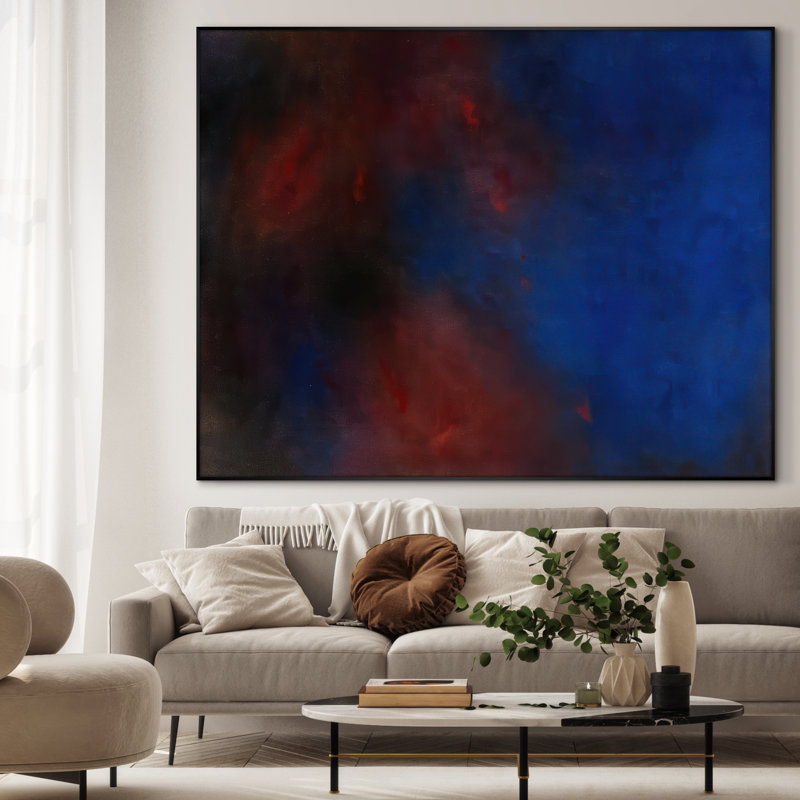 Très grand art mural imprimé sur tissu - Abstrait neutre moderne pour la décoration d'œuvres d'art contemporain pour le salon ou la chambre à coucher - «Assemblage requis du cadre (cadre non fini)»