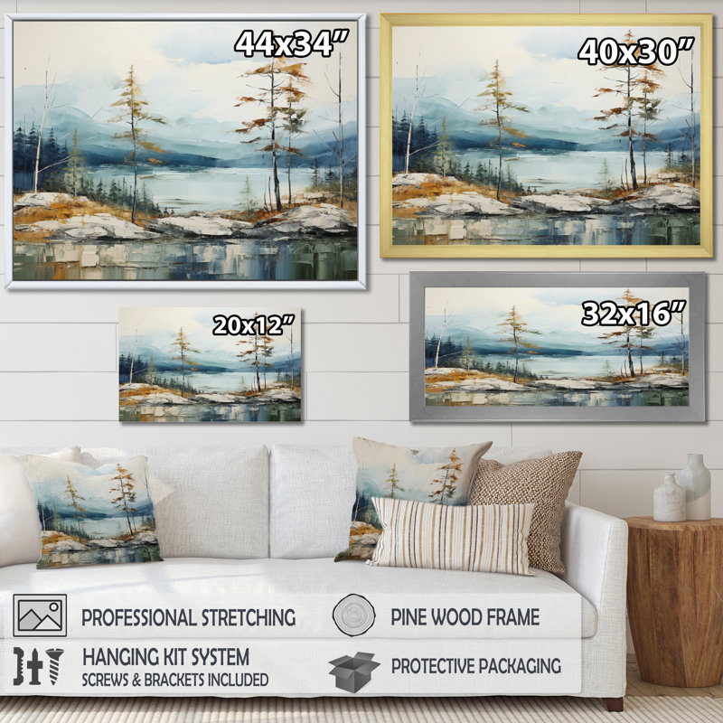 " Sweden Serenity Lake I ", Natural Floater Framed, 24" H x 32" W x 1" D