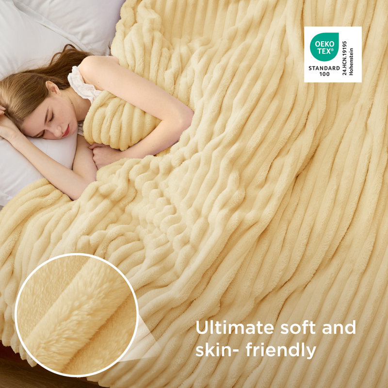Jeté de lit en flanelle pour fille, couverture douce et confortable 300 g / m² pour dortoir et décoration intérieure, gelato abricot, cadeau toutes saisons