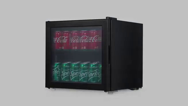 Compact Black 1.7 Cu. Ft. Beverage Cooler with Glass Door
