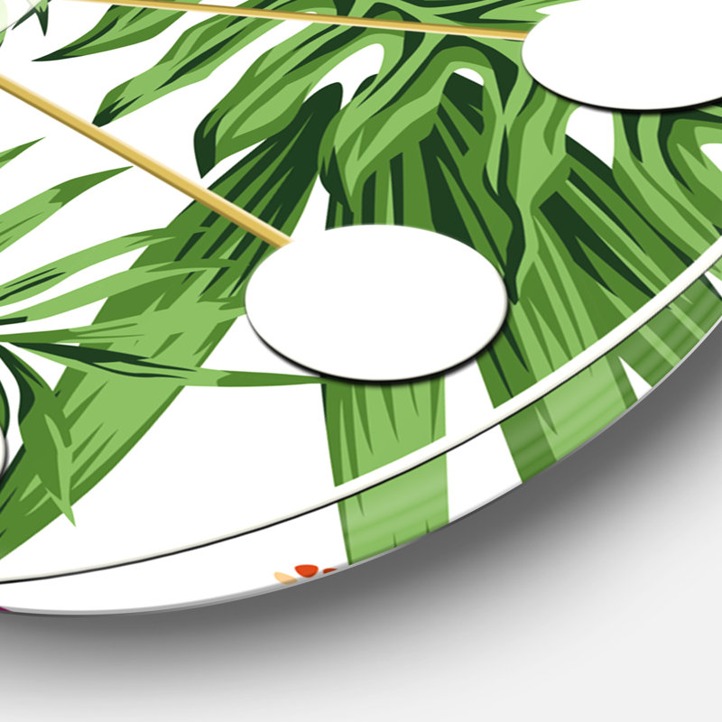 Horloge murale style tropical Mid-Century Tropical Botanicals and Flowers II, Grand