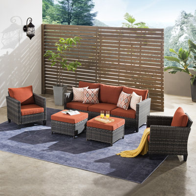 Amerissa Rattan Sectional Seating Group with Cushions