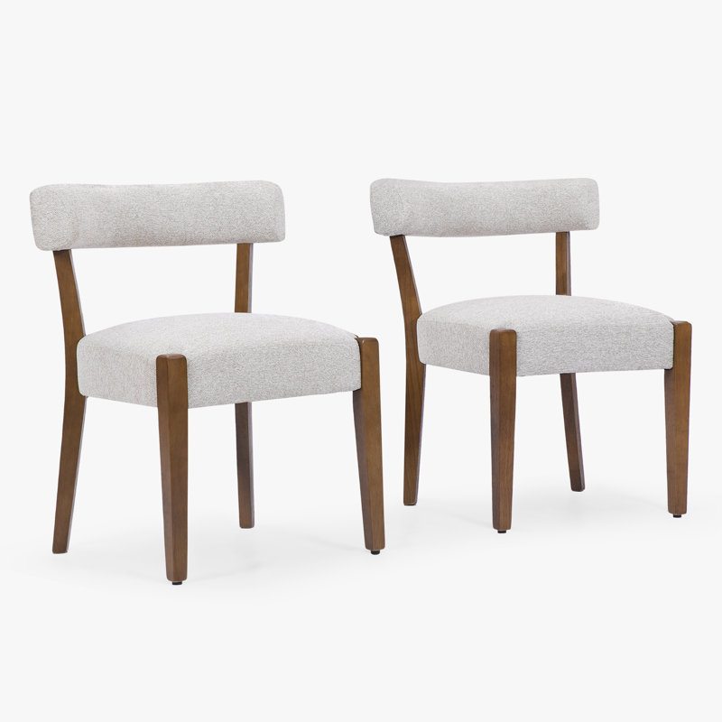 Chaises de salle à manger rembourrées Mid-Century, 4 pièces, Similicuir beige / bois naturel