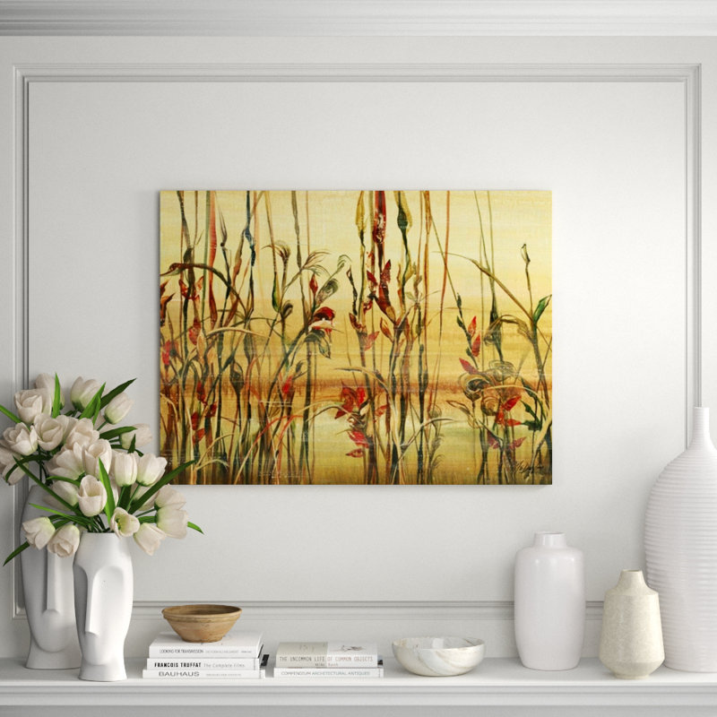 River Reeds I Painting, Knife Gel, 40" H x 53" W