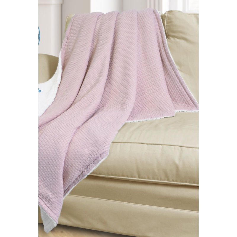 Super Soft Sherpa Throws,Reversible Cozy Waffle Pattern Knitted Blanket and Throw for Couch Bed 50" x 60" by Catalonia, Pink