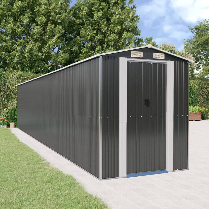 Vidaxl Garden Shed 192X1021x223 Cm Galvanised Steel, Anthracite