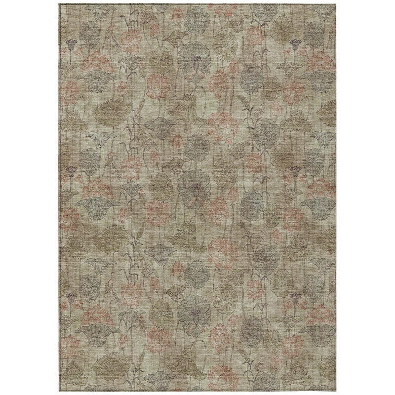 Machine Washable Indoor/Outdoor Jocelyn ACN2128 Floral Rug, Rectangle 8' x 10'