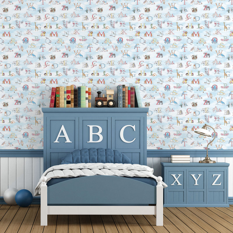 Bellamy 10m x 53cm Matte Wallpaper Roll, Blue/White