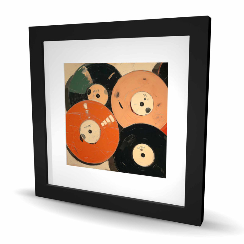 Vinyle - reproduction musicale matte encadrée noire pour la décoration intérieure, Noir, H 16 po x l 16 po