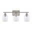 Luminaire de salle de bain moderne à intensité variable en nickel brossé à 3 lumières de 22 po avec abat-jour en verre bullé