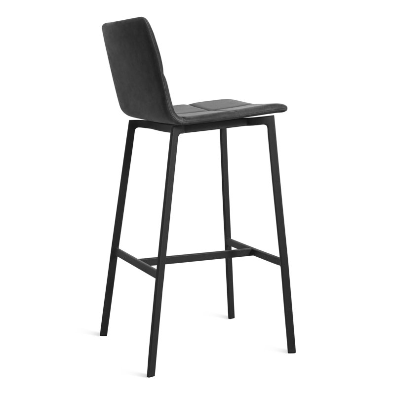 Between Us Stool, Black, Bar Stool (31" Seat Height), Ink Genuine Leather