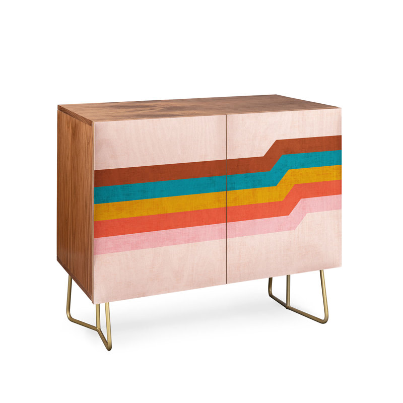 Armoire d'appoint Rudd, Noyer / rouge / vert
