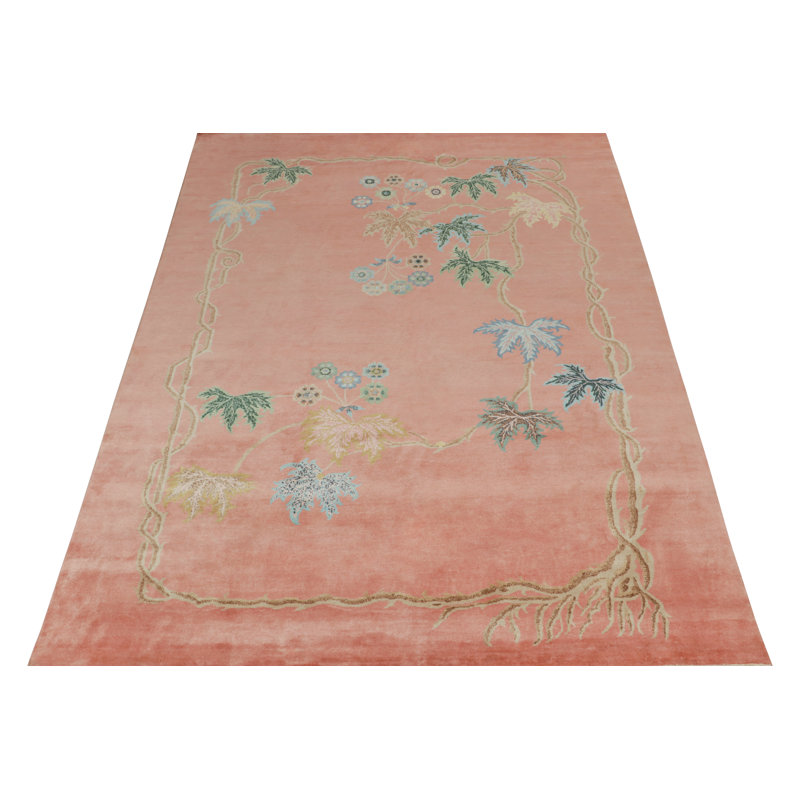 Hand Knotted Wool Floral Area Rug, Rectangle 10' x 14'