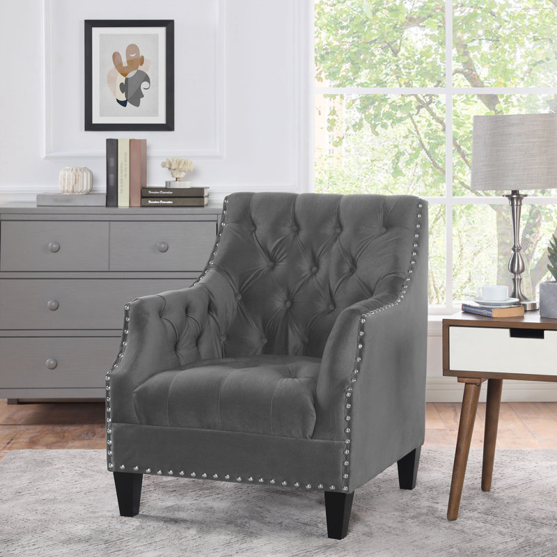 Fauteuil d'appoint Indrani, Mélange de polyester gris foncé
