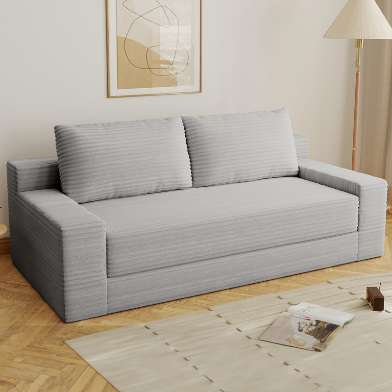 Canapé en velours côtelé de 70,87 po avec siège profond et fonction de lit convertible Comfy