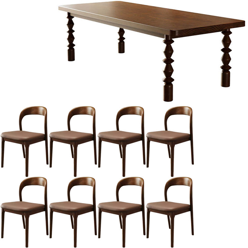 Ensemble de table en bois massif rétro de style français, H 29,5 po x L 78,7 po x l 31,4 po