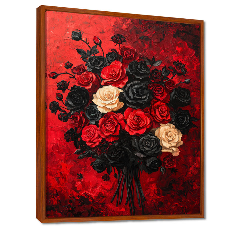 Sindy abstrait gothique foncé Bouquet de roses III - Roses, art mural, H 44 po x l 34 po, Brun