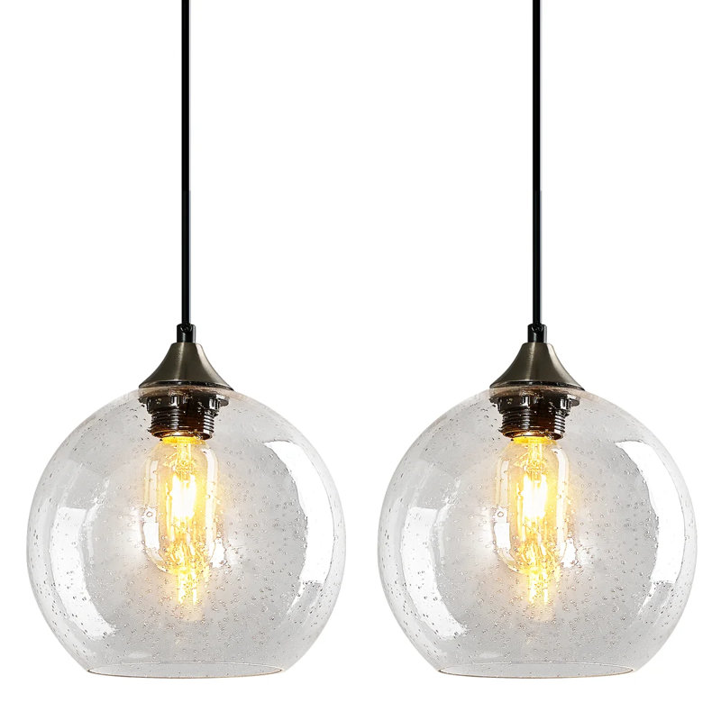 Luminaire suspendu moderne pour îlot de cuisine Dariyon, H 8,66 po x l 9,84 po x P 9,84 po, Transparent