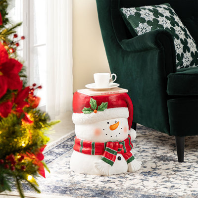 14.25"H Christmas MGO Snowman Stool Or Accent Table