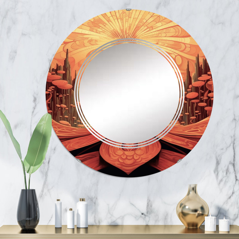 Villeta - Miroir mural moderne rond, 32 po x 32 po