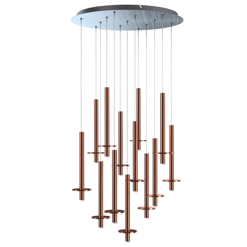 Luminaire suspendu géométrique Zakaryan, Cuivre, 9 lumières