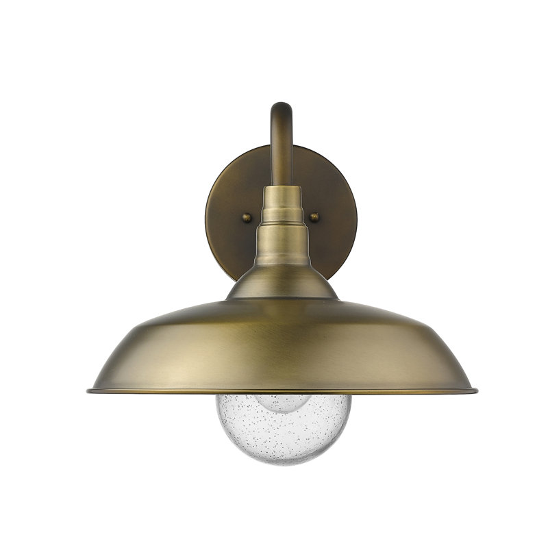 Luminaire de grange d'extérieur H 13,5 po Sussman, Laiton antique