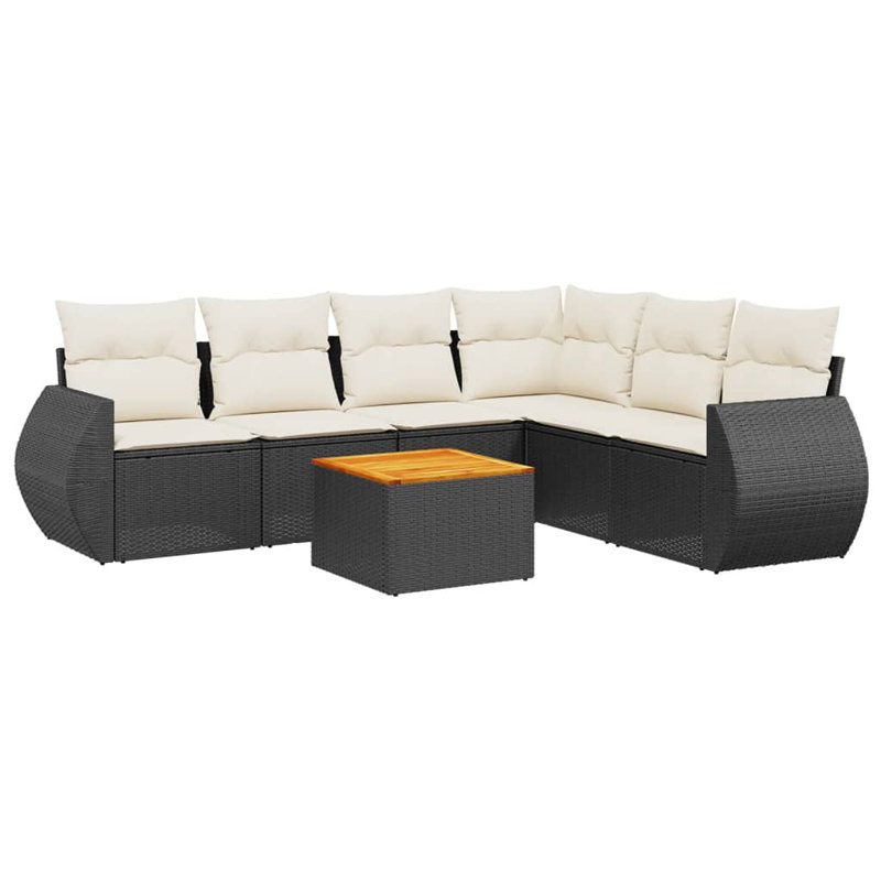 Structure de canapé de jardin Vidaxl, coussins en rotin de polyester grand