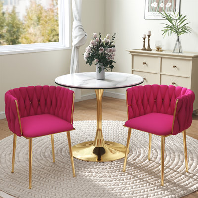Round Pedestal Dining Set with Woven Dining Chair by Mercer41
